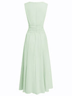 Sleeveless Ruched A-Line Maxi Dress – Wedding Guest