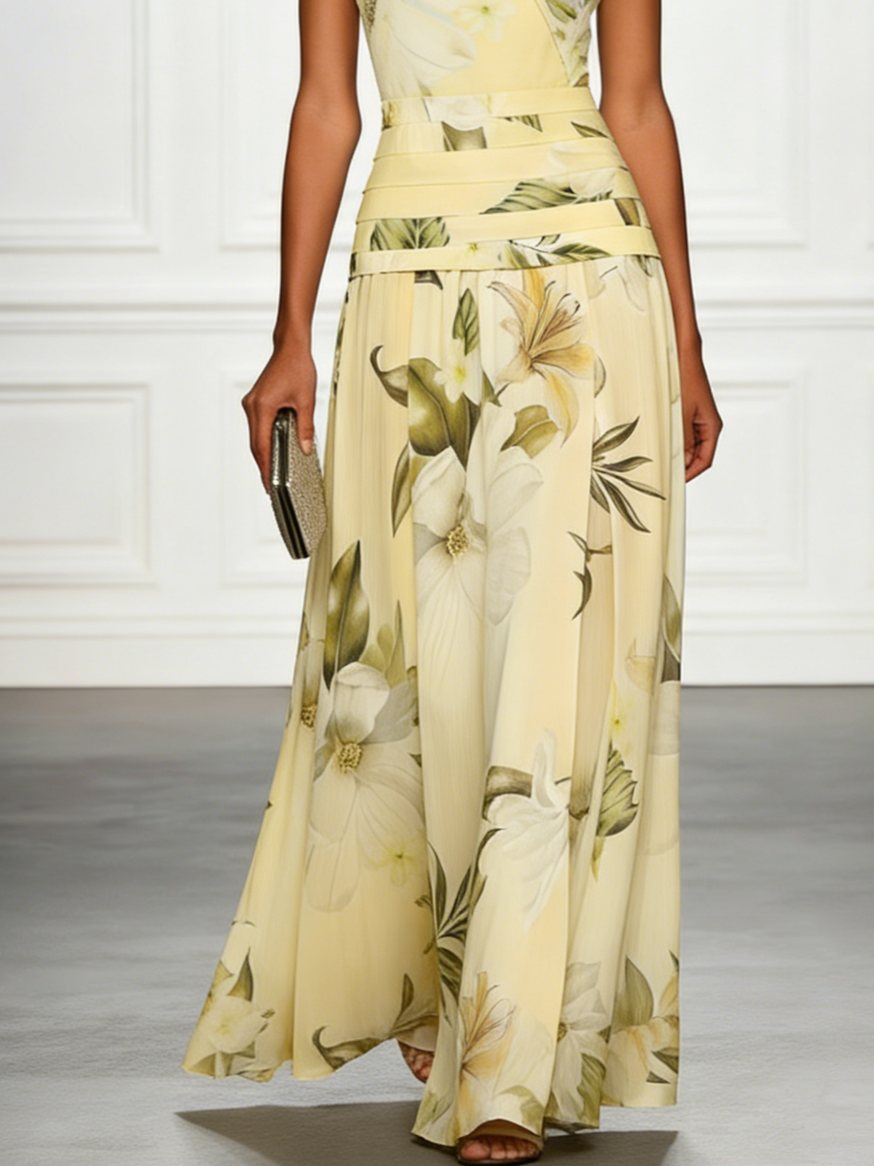 Floral Boat Neck Sleeveless Maxi Dress – Wedding Guest