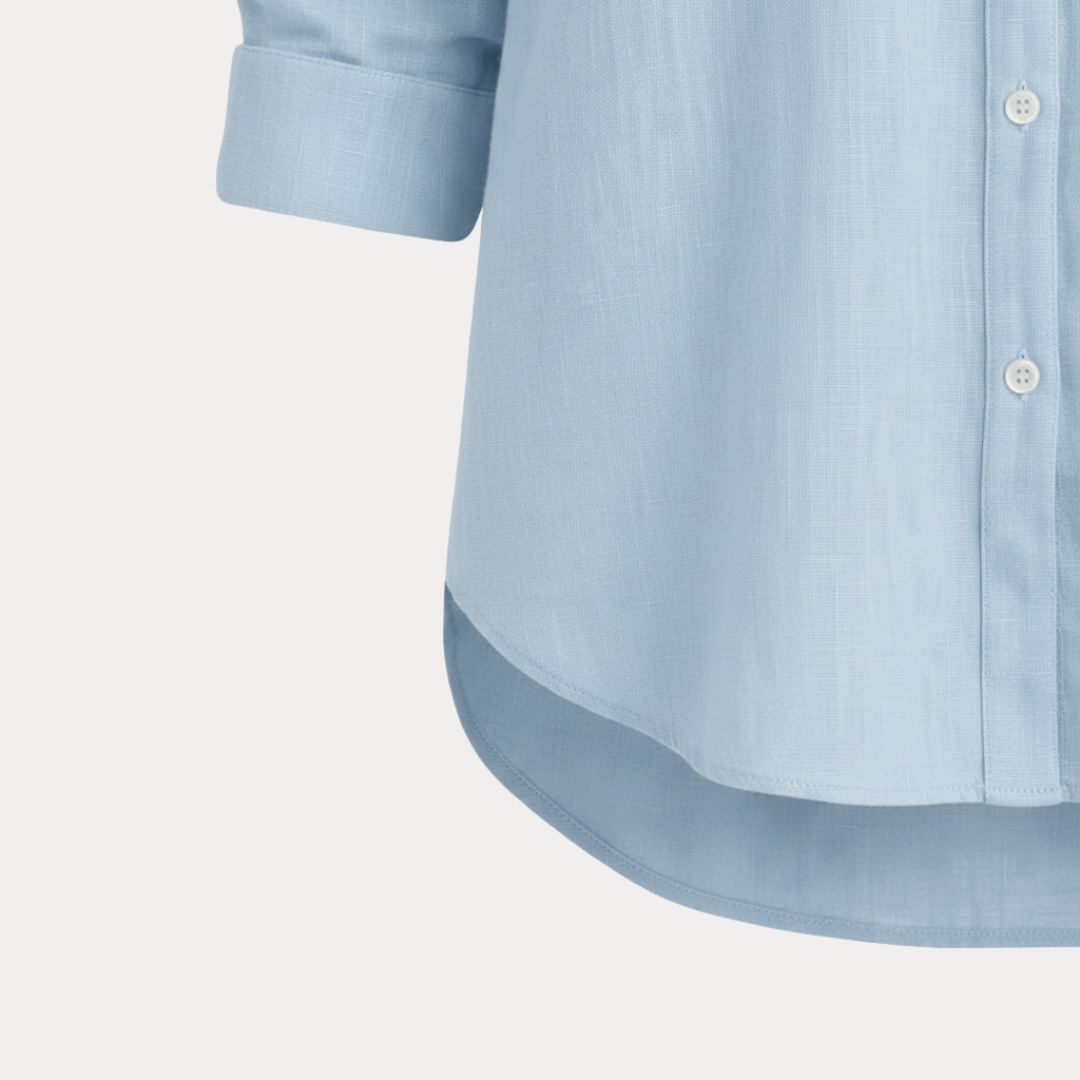 Women's classic button-up shirt, full length view