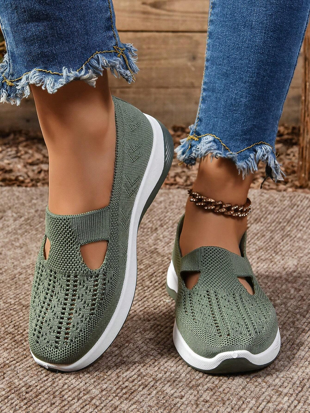 Lightweight mesh orthopaedic shoes showing cushioned sole, top view