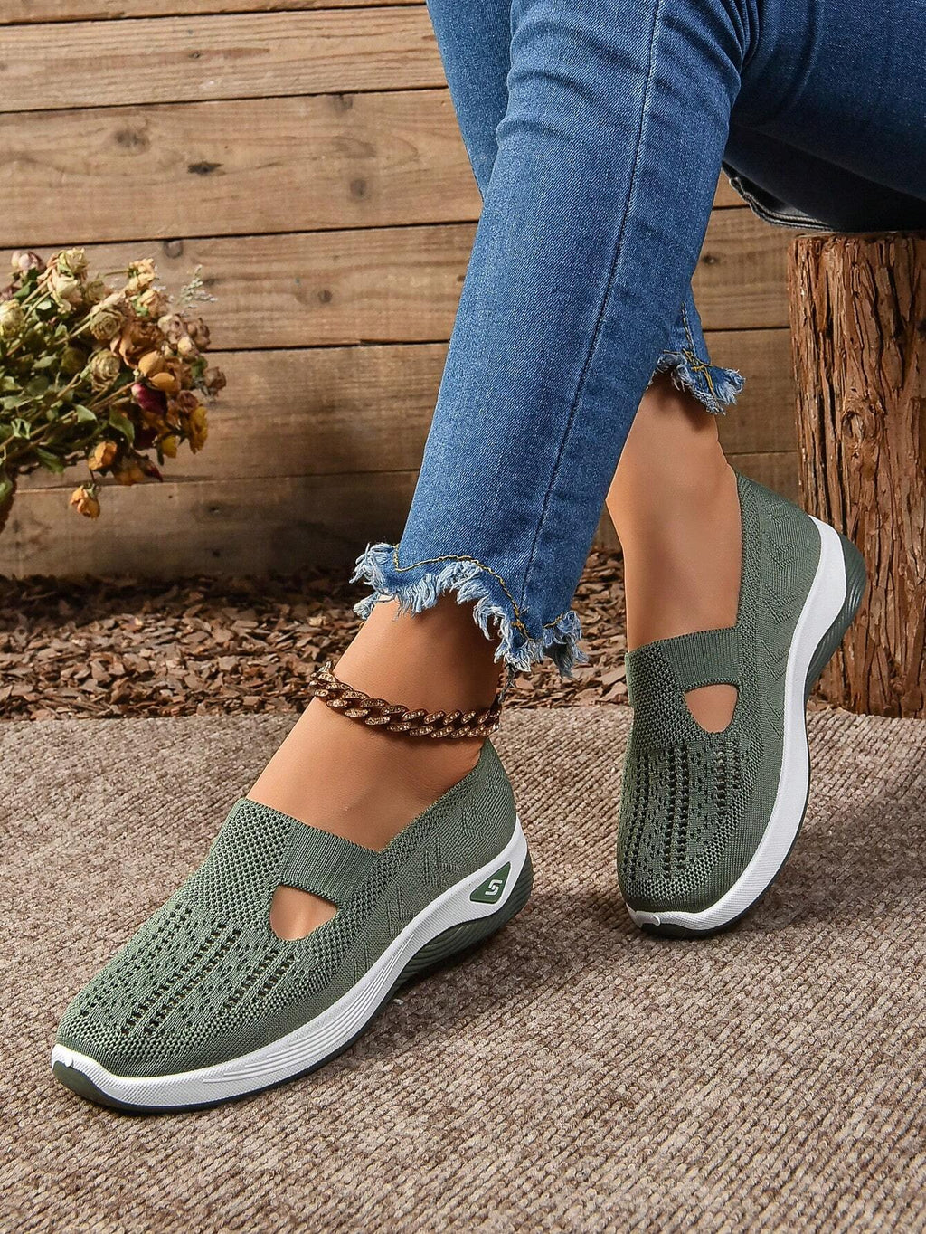 Close-up of mesh upper on orthopaedic cushioned summer shoes