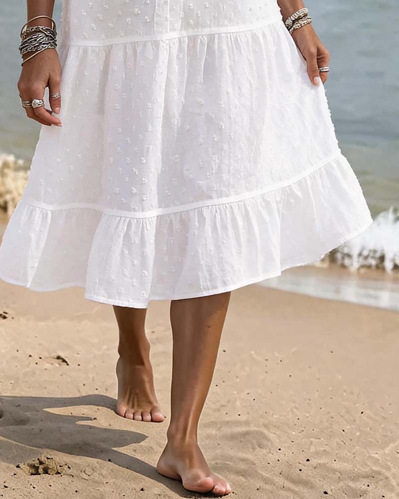 Women's Lace Dress V-Neck Short Puff Sleeve | Alba Muse