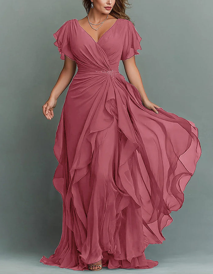 Women's V-neck Chiffon Maxi Dress