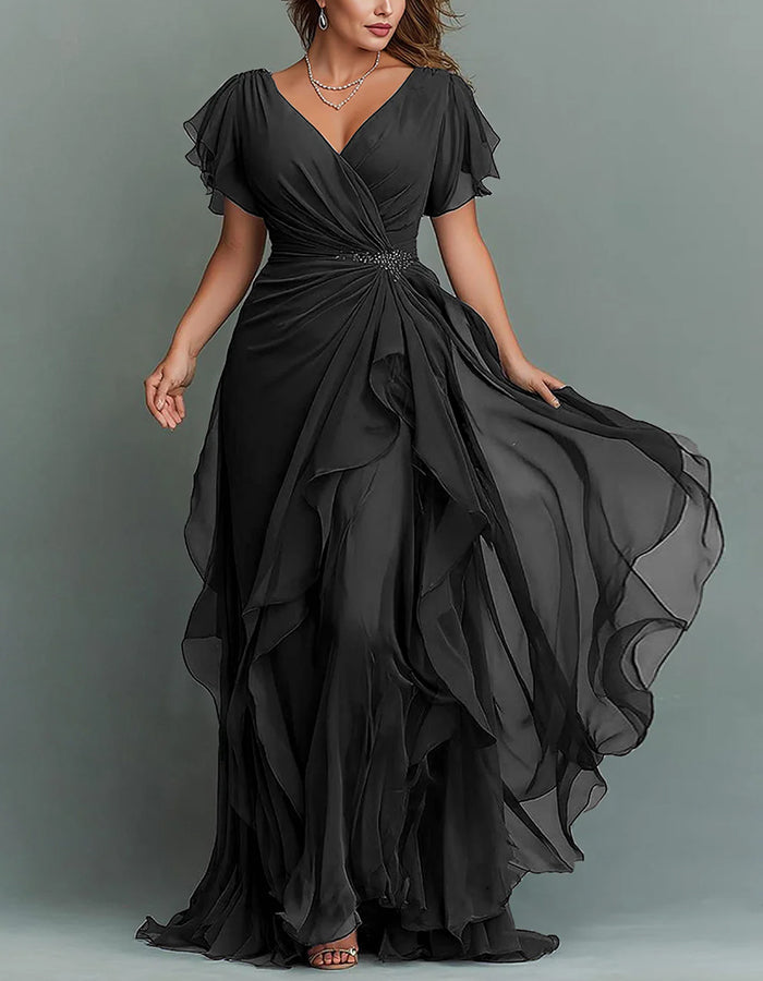 Women's V-neck Chiffon Maxi Dress