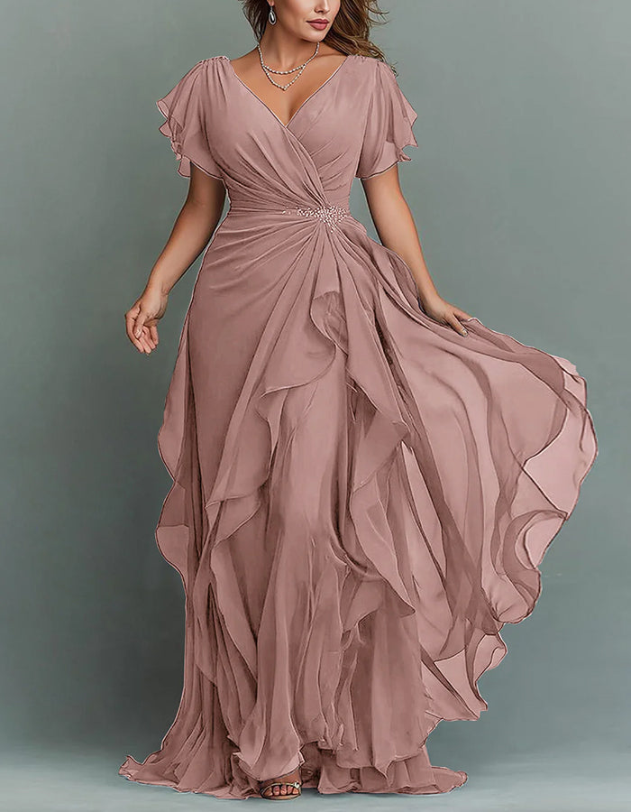Women's V-neck Chiffon Maxi Dress