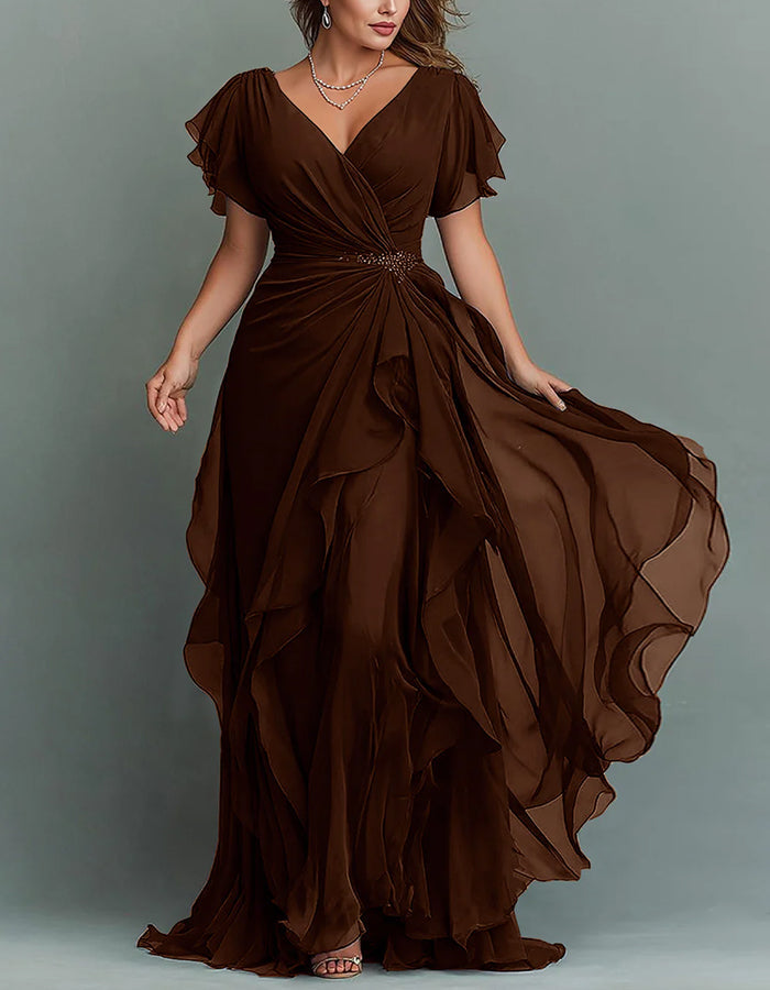 Women's V-neck Chiffon Maxi Dress