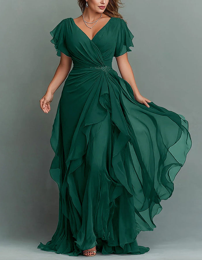 Women's V-neck Chiffon Maxi Dress
