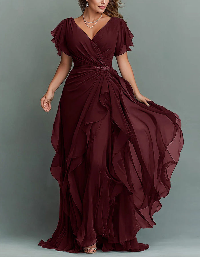 Women's V-neck Chiffon Maxi Dress