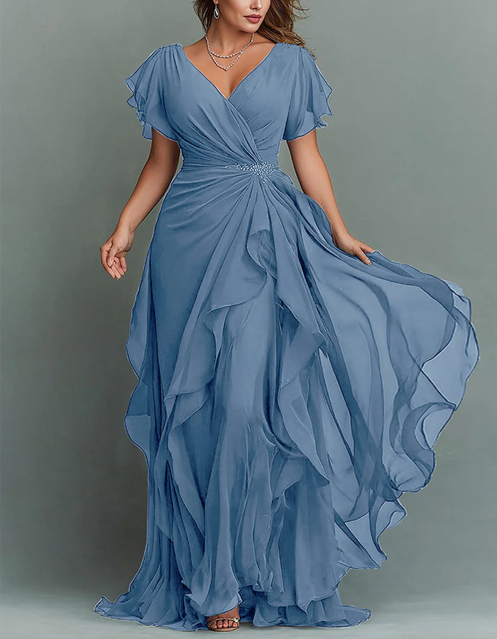 Women's V-neck Chiffon Maxi Dress