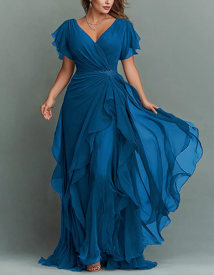 Women's V-neck Chiffon Maxi Dress