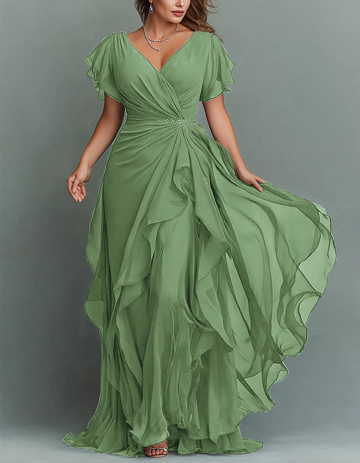 Women's V-neck Chiffon Maxi Dress