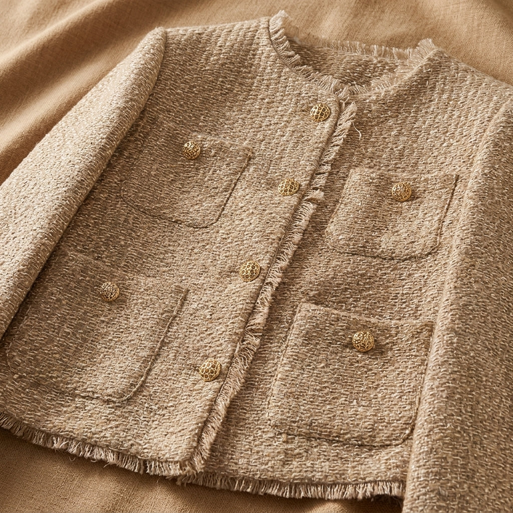 Brown cropped tweed jacket