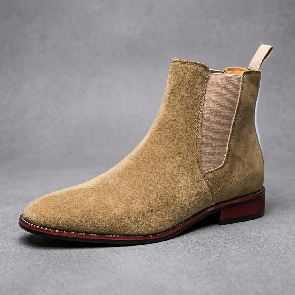 Suede pull-on ankle Chelsea boots with a suede upper