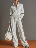 Off White half-zip tracksuit co-ord set with wide-leg trousers, front view