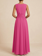 Sleeveless Ruched A-Line Maxi Dress – Wedding Guest