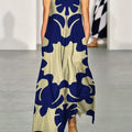 Bohemian V-neck sleeveless swing maxi dress with pockets | Alba Muse