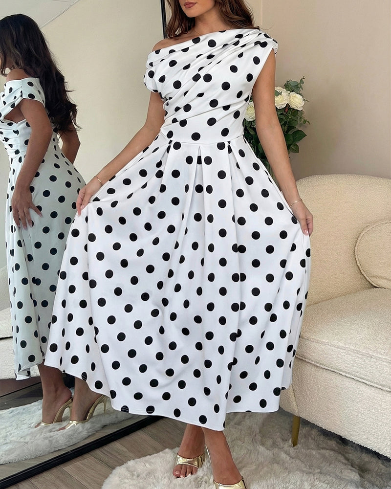 Swing maxi dress polka dot summer | Alba Muse