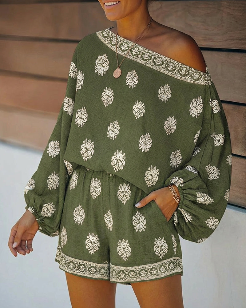 Lantern sleeve top shorts co-ord front | Alba Muse