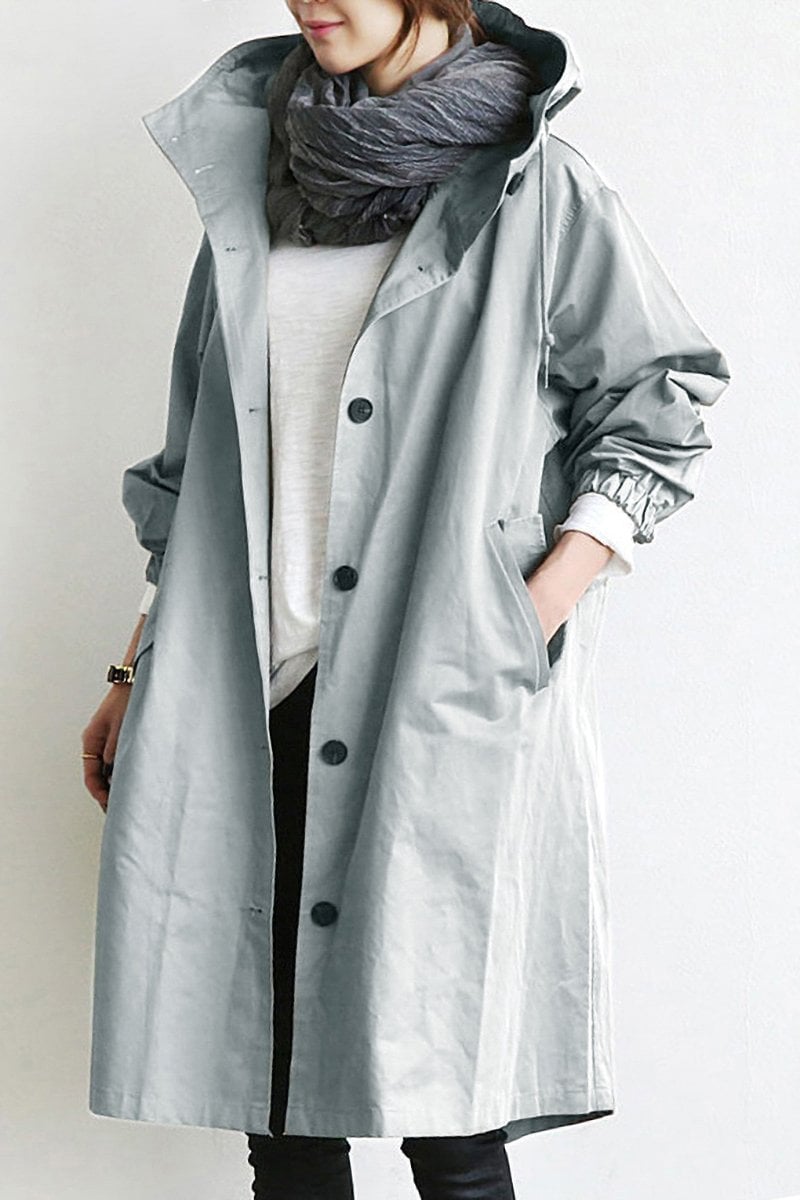 Turquoise mid-length hooded Jacket