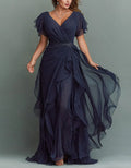 Women's V-neck Chiffon Maxi Dress