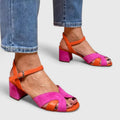 Women's Pink Orthopaedic Block Heel Sandals