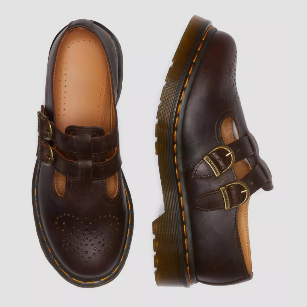 Women's Double Buckle Leather Mary Jane Flats