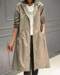 Beige Long Rain Coat, front view