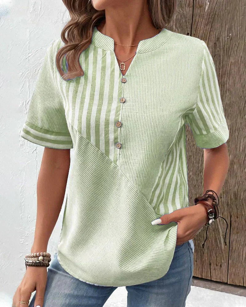 Women's stripe panel blouse, classic everyday style | Alba Muse