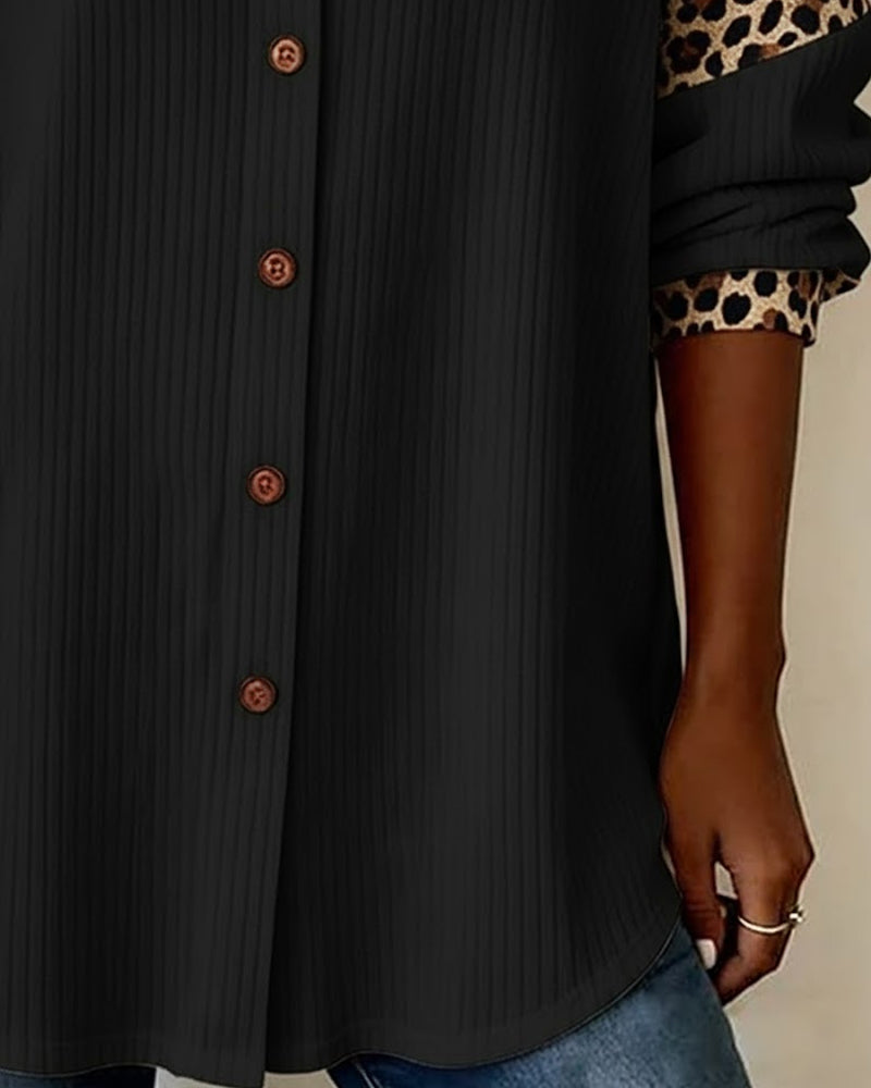 Brown Leopard Print Button-Down Shirt | Alba Muse