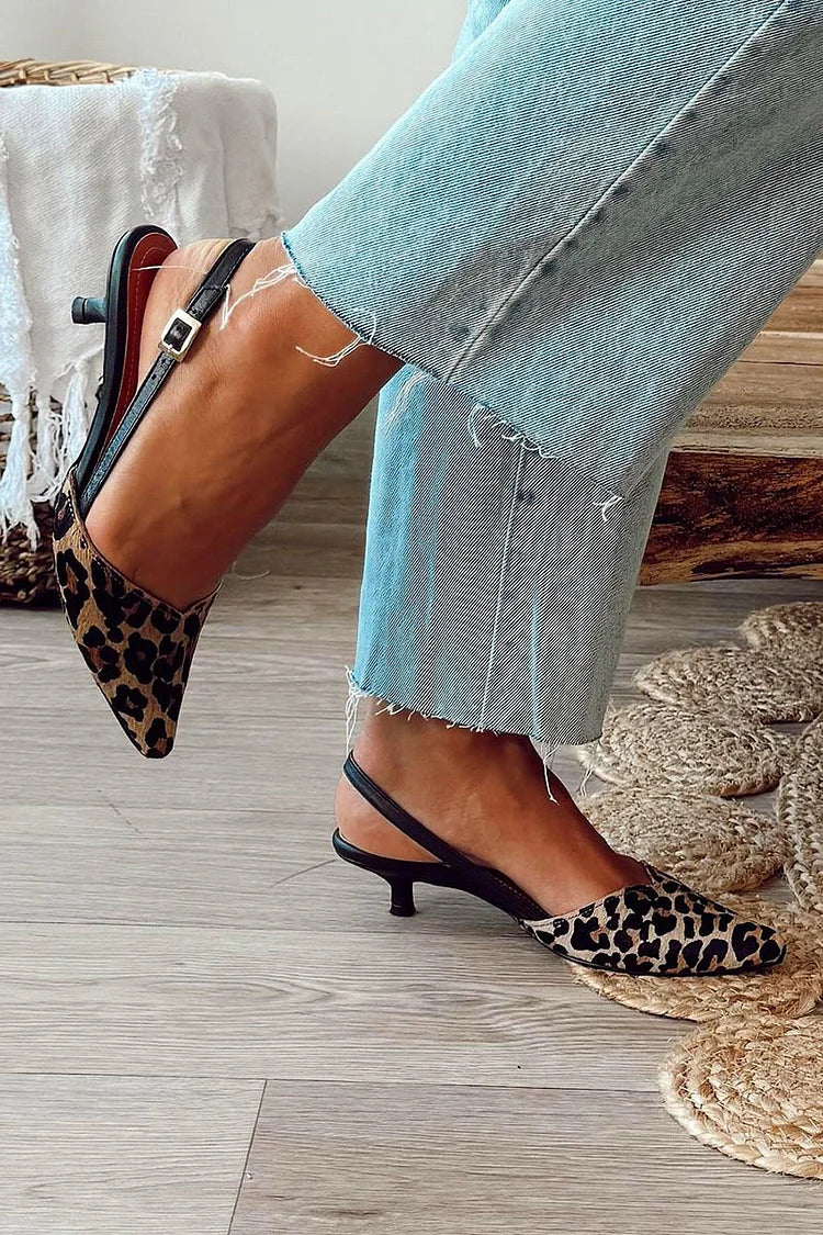 Women's Brown Slingback Heeled Sandals — worn on model