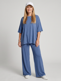 Women's short sleeve oversized top and wide leg pants co-ord