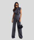 Women's Addison travel two-piece set front view grey