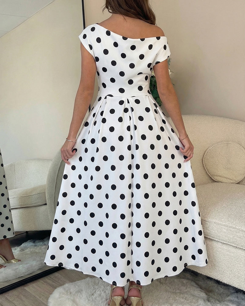 A-line maxi dress polka dot print | Alba Muse
