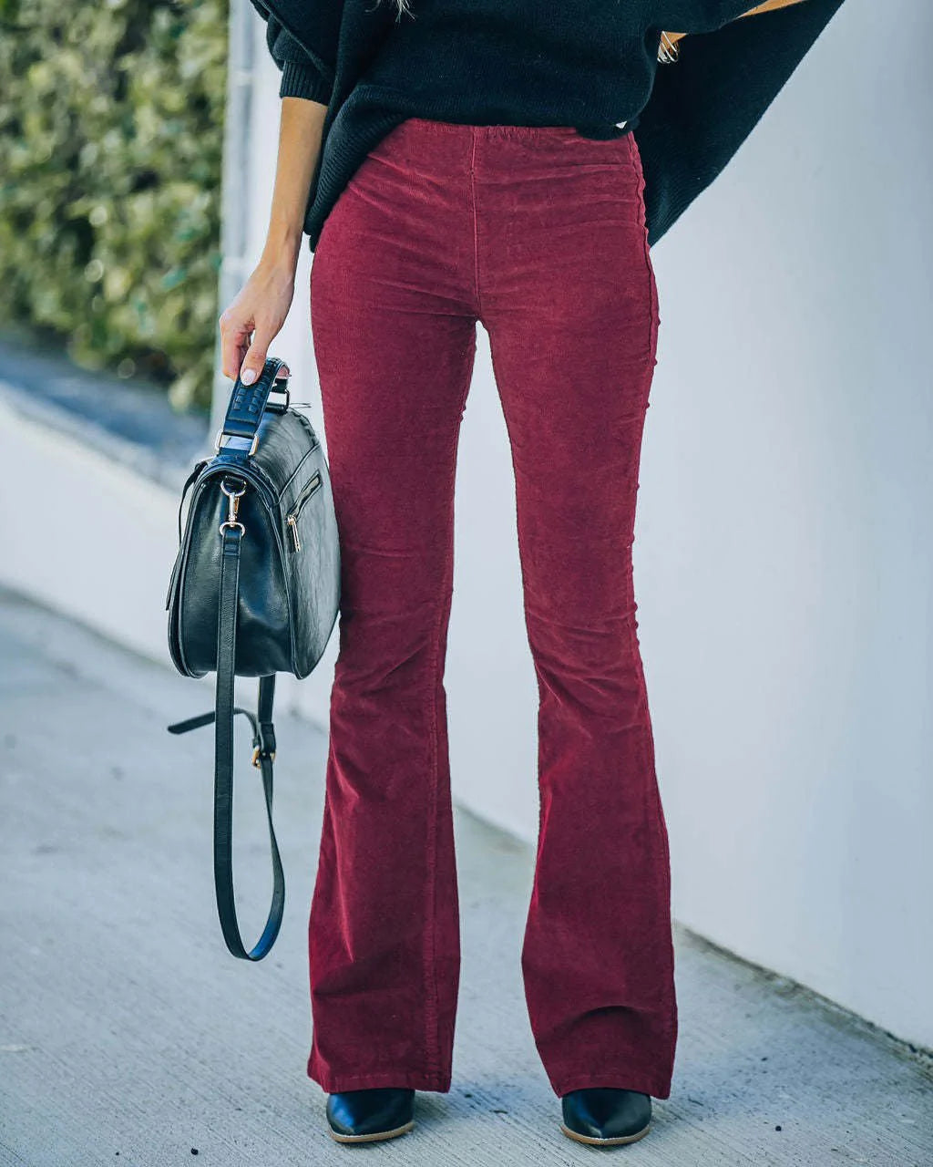 High-Rise Corduroy Flared Trousers