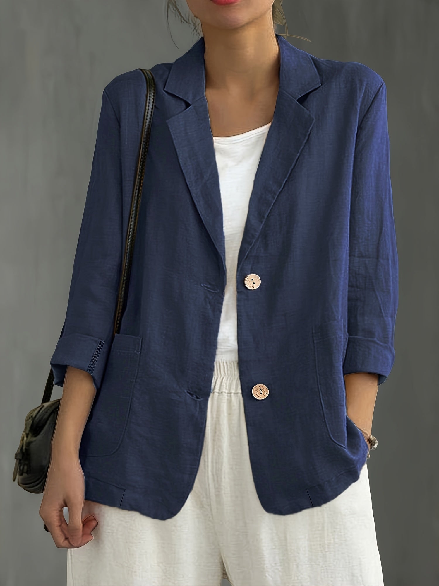 Classic Linen Blazer with Patch Pockets