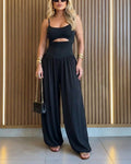 Cut-out waist cami jumpsuit on model | Alba Muse