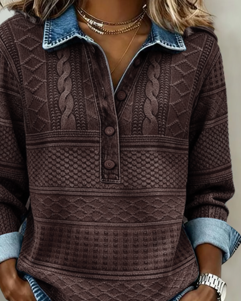 Women's Half Button Lapel Sweatshirt