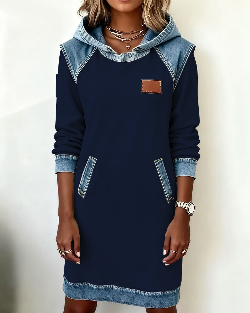 Grey Panelled Long Sleeve Midi Dress | Alba Muse