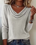 Long sleeve cowl pile collar solid colour jumper, front view