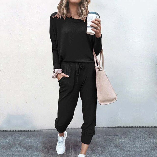 Women's Loungewear Set Relaxed Fit Black | Alba Muse