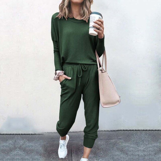 Catherine Cosy Loungewear Set Green | Alba Muse