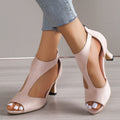 Women's orthopaedic heeled sandals front view pink