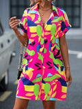 Casual printed shirt dress in rose red, front view