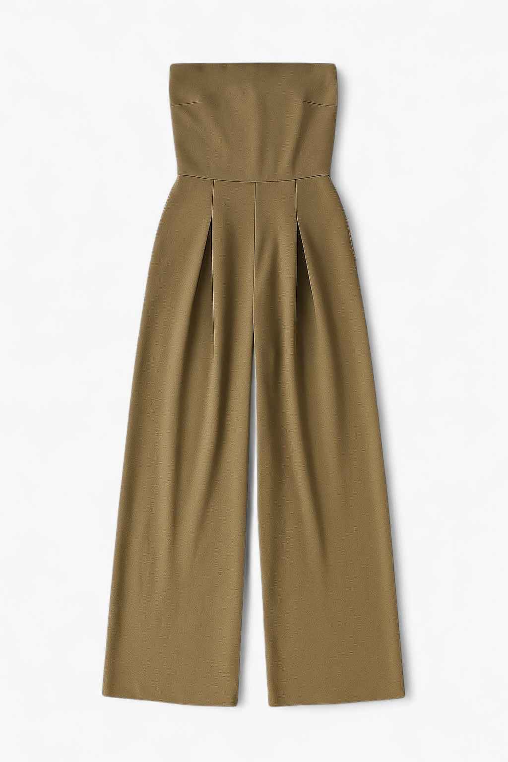 Strapless Jumpsuit with Wide-Leg - Refined Simplicity in Khaki