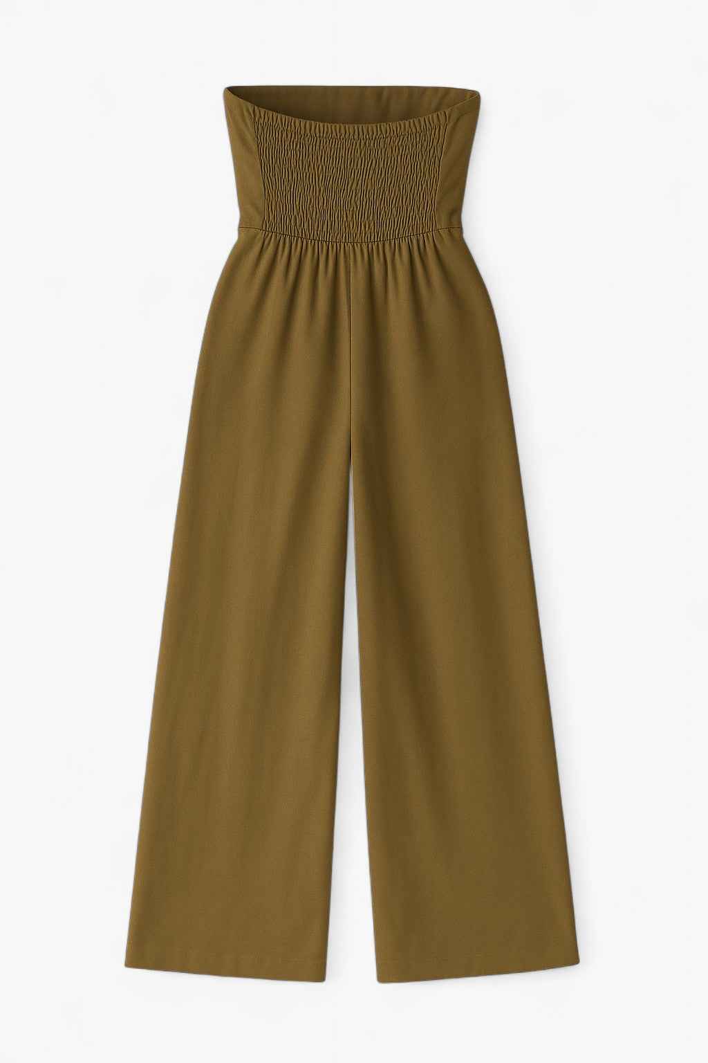 Strapless Jumpsuit with Wide-Leg - Refined Simplicity in Khaki