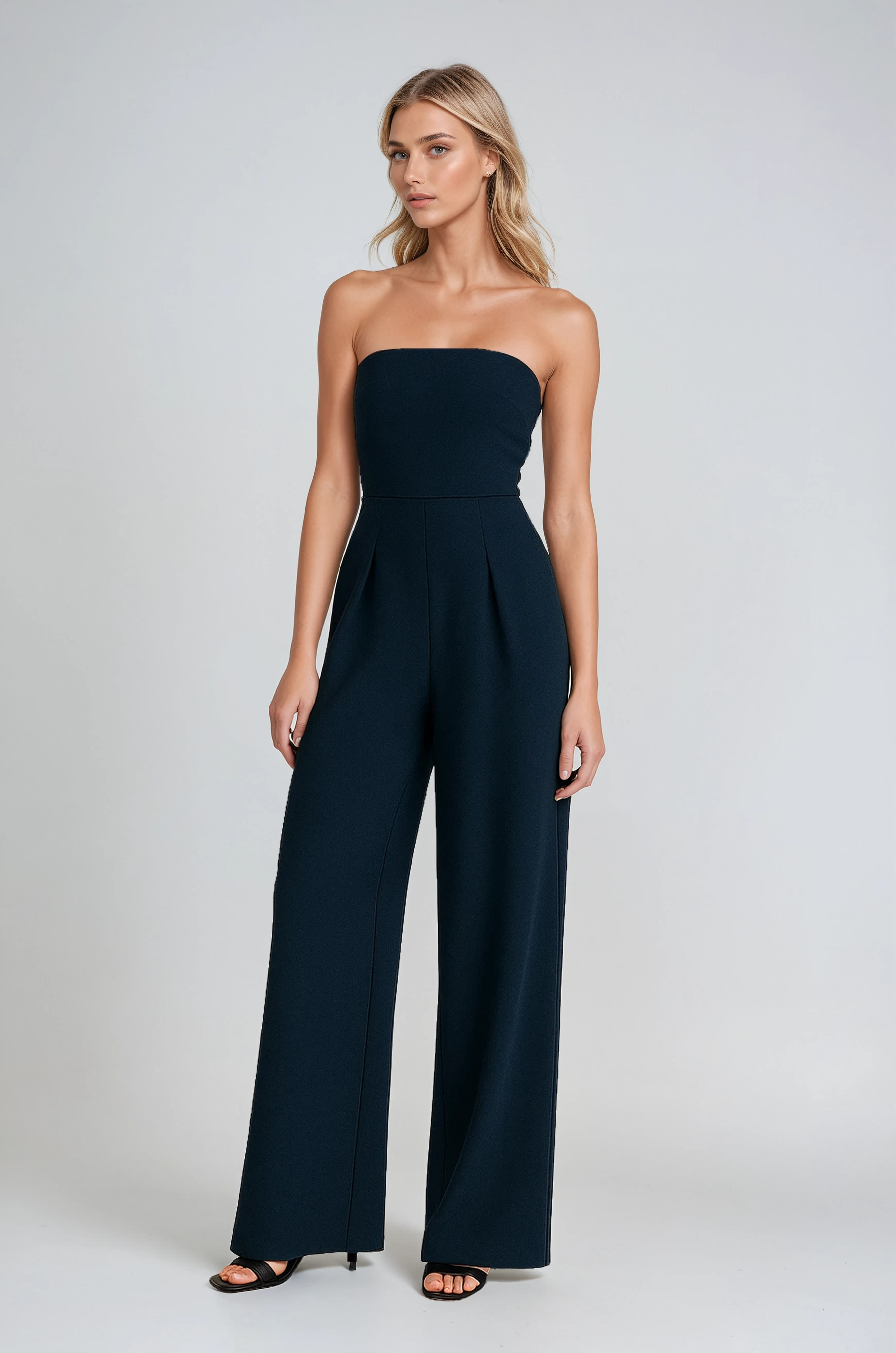 Strapless Jumpsuit with Wide-Leg - Modern Class in Dark Blue