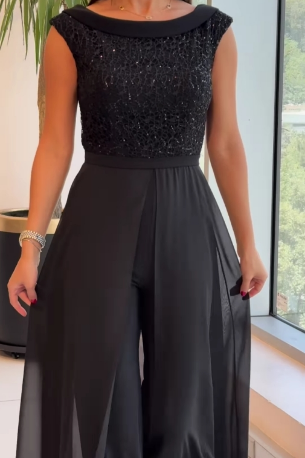 Skirt Overlay Jumpsuit Women Black | Alba Muse