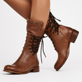 Lace-Up Mid-Calf Studded Boots Women | Alba Muse