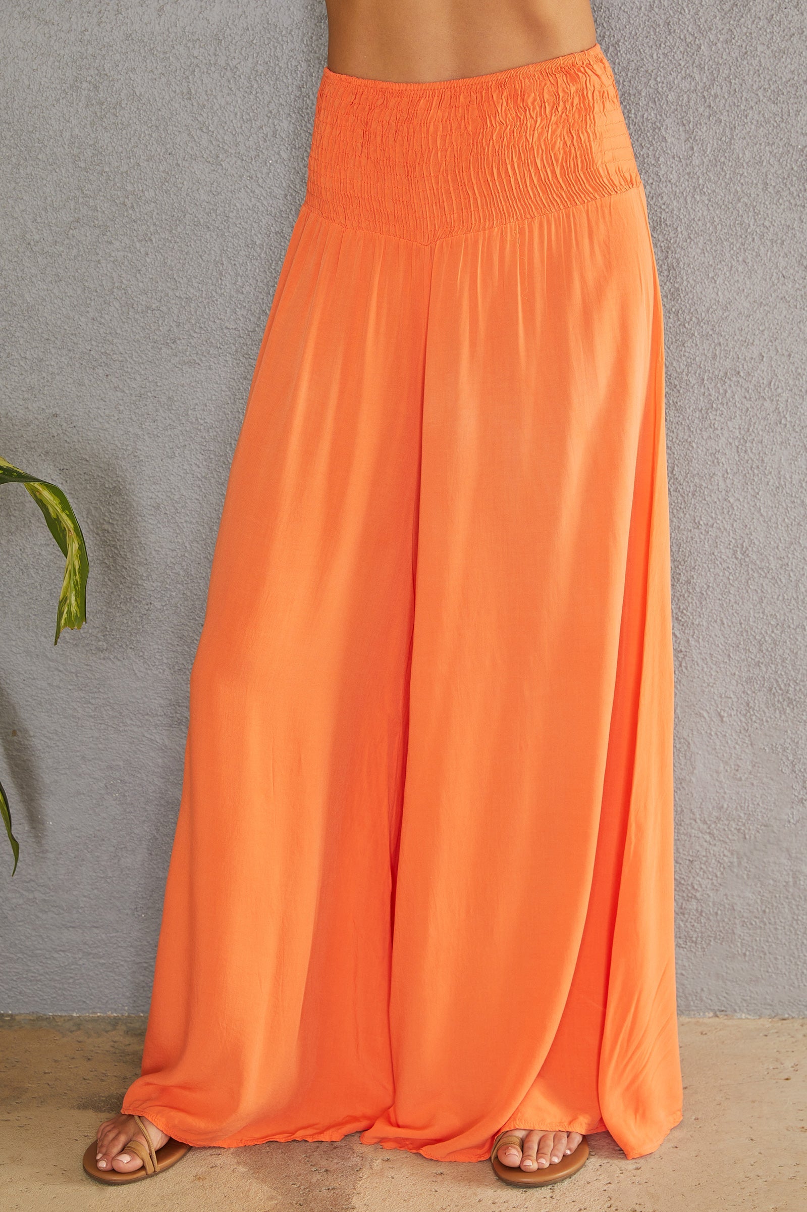 Women's Wide Leg Smocked Waist Trousers – Casual