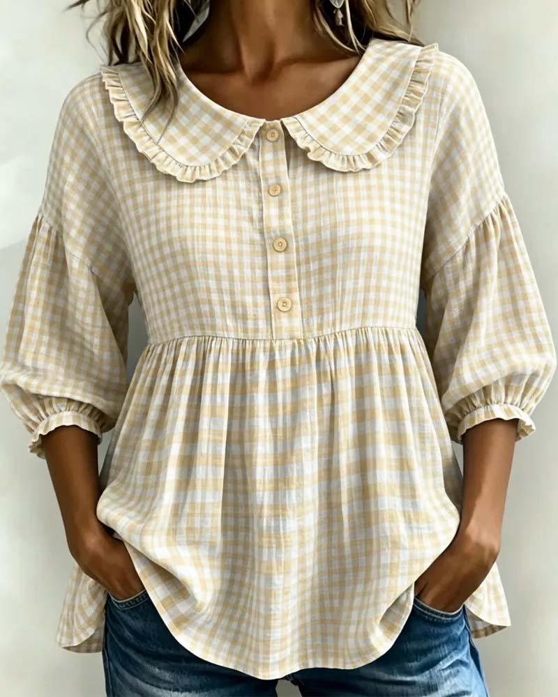 Plaid Peter Pan collar blouse, styled view